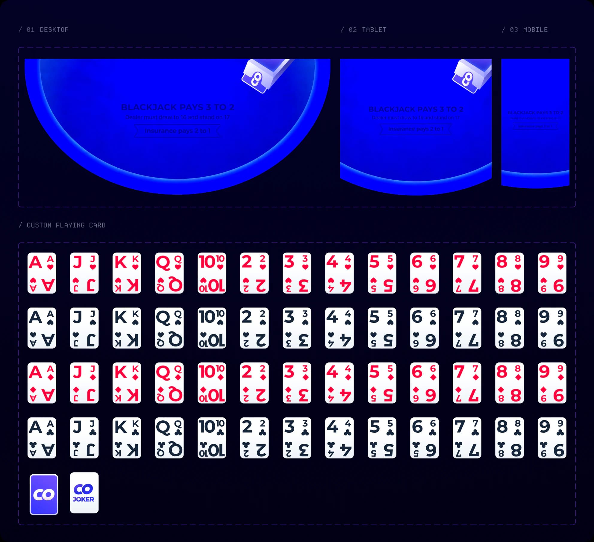 Blackjack responsive layouts and card assets